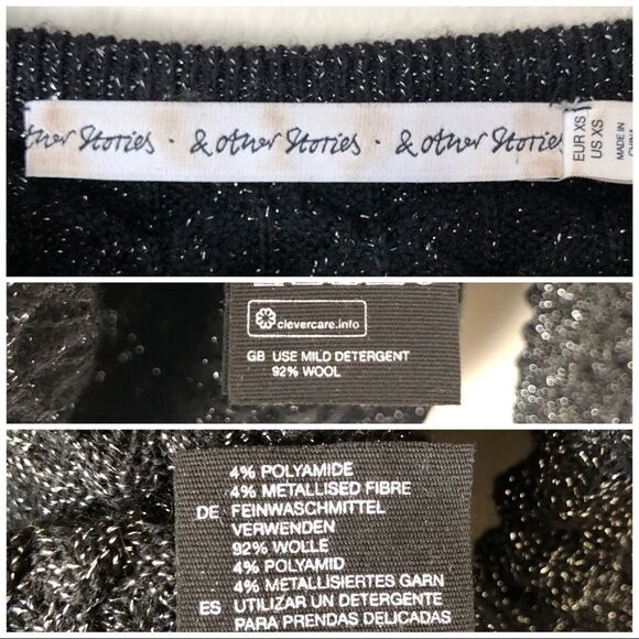 & Other Stories Crewneck textured Metallic sweater XS preowned - Picture 5 of 6